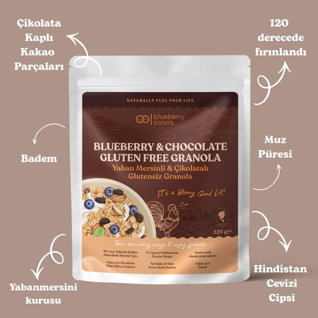 Glutensiz Blueberry & Chocolate Granola 225 gr