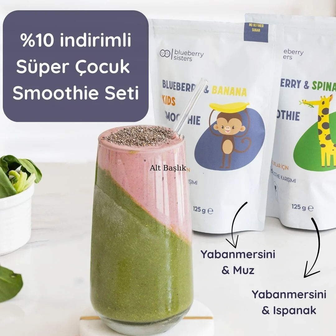 Süper Çocuk Smoothie Seti (Muzlu + Ispanaklı Kids Smoothie)