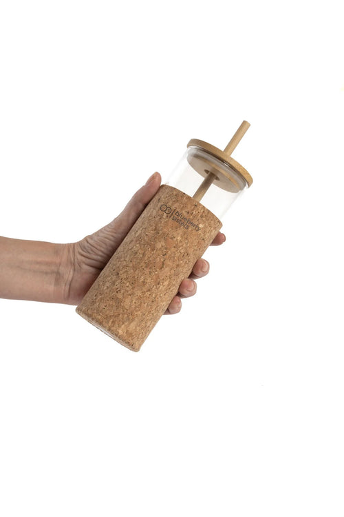 450 ml Mantar Kılıflı Borosilikat Cam Su Şişesi